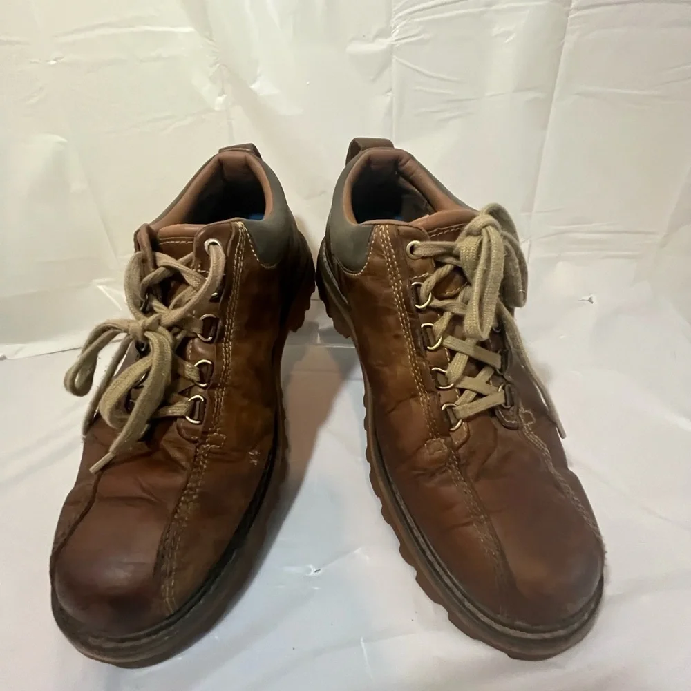 Y2K Timberland Brown Leather Chunky Heel Boots Size 10.5 M